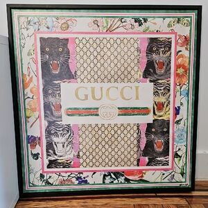 Gucci Floral and Panther Art with Gold Accents
